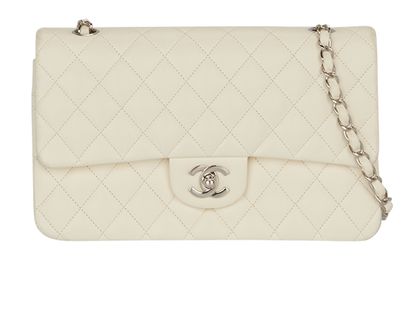 Chanel Medium Double Flap, &pound;5,800, Handbags, White, Leather, Front view